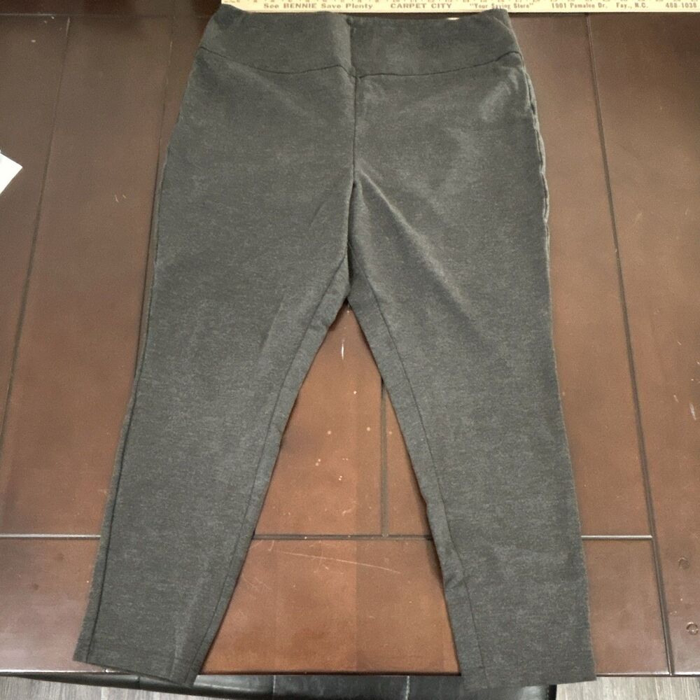 Crown & Ivy Gray Solid Ankle Leggings XL Stretch Elastic Waist Yoga 0092